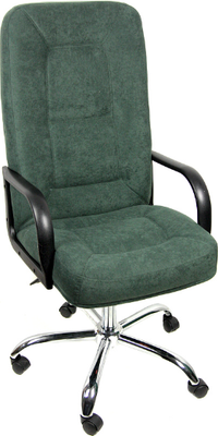 Кресло офисное Деловая обстановка Пилот Стандарт флок (хром/зеленый)