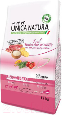 Сухой корм для собак Unica Natura Maxi ветчина, рис, картофель (12кг)