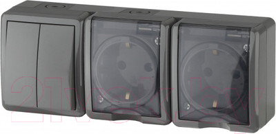 Блок выключатель+розетка ЭРА Эксперт 11-7404-03 / Б0027676 (серый)