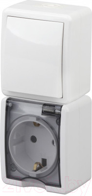 Блок выключатель+розетка ЭРА Эксперт 11-7407-01 / Б0036004 (белый)