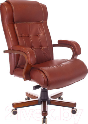 Кресло офисное Бюрократ T-9926 Walnut (светло-коричневый кожа/крестовина металл)