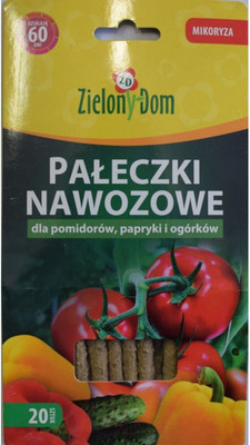 Удобрение Zielony Dom Палочки удобрительные для овощей с мицелием микоризы (20шт/уп)