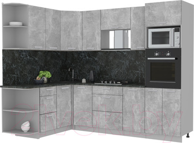 Кухонный гарнитур Интерлиния Мила Лайт 1.68x2.6 левая (бетон/бетон/кастилло темный)