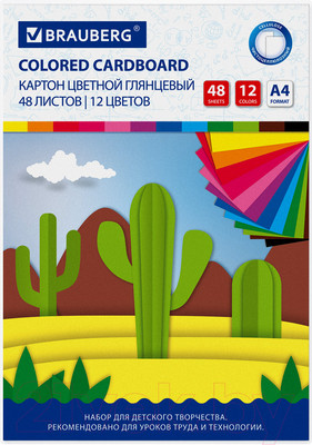 Набор цветного картона Brauberg Extra / 113552 (48л)