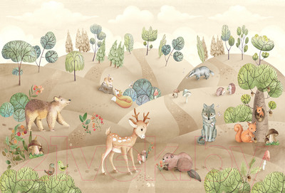 Фотообои листовые Vimala Звери на поляне (270x400)