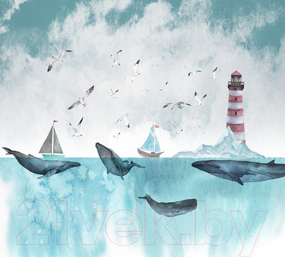 Фотообои листовые Vimala Киты (270x300)