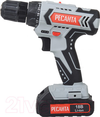 Аккумуляторная дрель-шуруповерт Ресанта ДА-50Л2-18А (75/14/9)