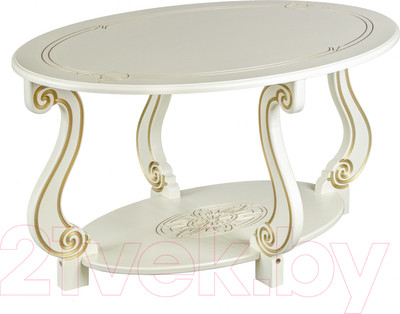 Журнальный столик Мебелик Овация М (слоновая кость/золото)