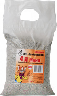 Наполнитель для туалета ЭкоКомфорт Мини бентонитовый комкующийся (4л/2.5кг)