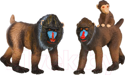 Набор фигурок коллекционных Masai Mara Мир диких животных. Семья обезьян мандрил / MM211-142