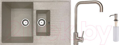 Мойка кухонная со смесителем БелЭворс Forma L + смеситель W4998-4 + дозатор L405-1 (бежевый)