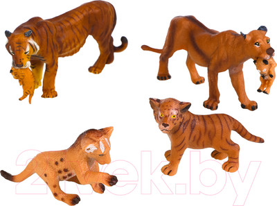Набор фигурок коллекционных Masai Mara Мир диких животных. Семья львов и семья тигров / MM211-247