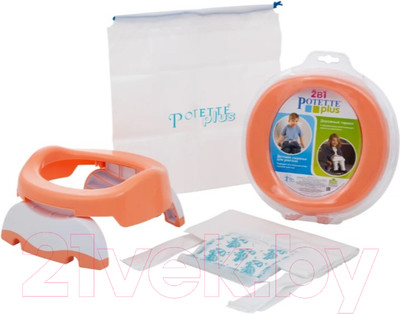 Дорожный горшок Potette Plus 2730 (персиковый, с одноразовыми пакетами)