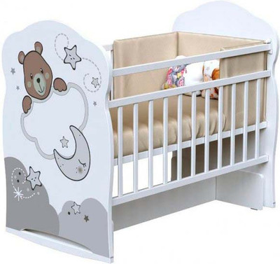 Детская кроватка VDK Teodoro колесо-качалка с маятником (белый)