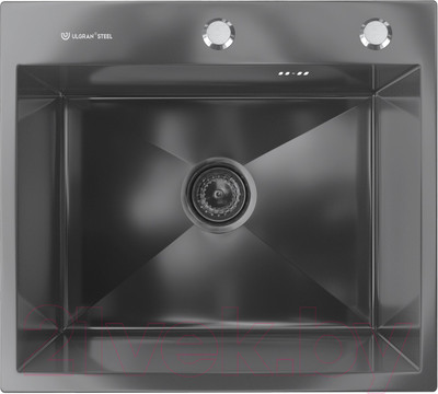 Мойка кухонная Ulgran Steel 50x45 (черная брашированная сталь)