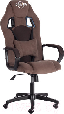 Кресло геймерское Tetchair Driver флок/ткань (коричневый)