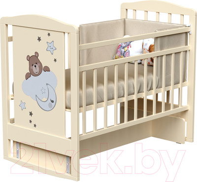 Детская кроватка VDK Dream Have A Nice Day поперечный маятник (Milky)