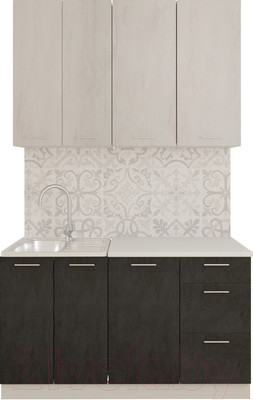 Кухонный гарнитур Артём-Мебель Эльза СН-114 без стекла МДФ 1.4м (бетон белый/бетон серый)