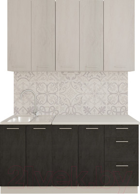 Кухонный гарнитур Артём-Мебель Эльза СН-114 без стекла МДФ 1.6/3м (бетон белый/бетон серый)