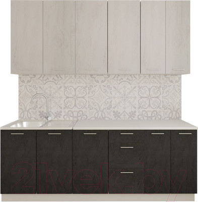 Кухонный гарнитур Артём-Мебель Эльза СН-114 без стекла МДФ 2.4м (бетон белый/бетон серый)