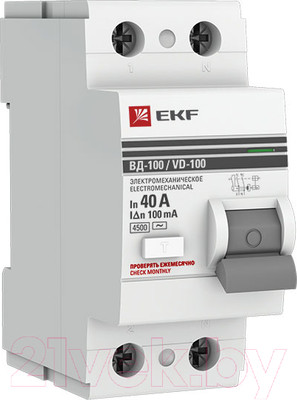Устройство защитного отключения EKF PROxima ВД-100 2P 40А/100мА / elcb-2-40-100-em-pro