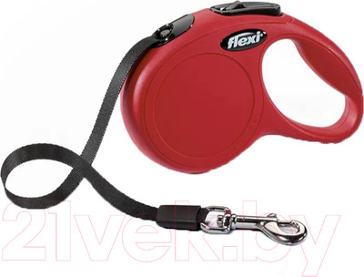 Поводок-рулетка Flexi New Classic лента 3м / 23105 (XS, красный)