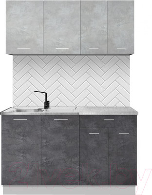 Кухонный гарнитур Артём-Мебель Лана СН-113 без стекла 1.4 (бетон спаркс лайт/бетон спаркс)