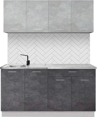 Кухонный гарнитур Артём-Мебель Лана СН-113 без стекла 1.6 (бетон спаркс лайт/бетон спаркс)