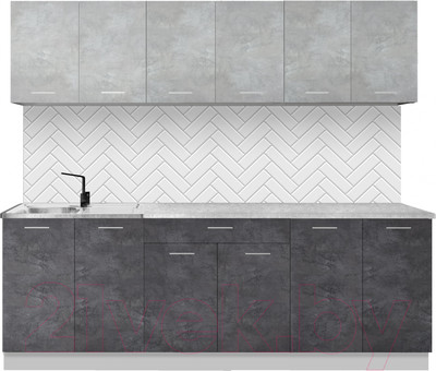 Кухонный гарнитур Артём-Мебель Лана СН-113 без стекла 2.4 (бетон спаркс лайт/бетон спаркс)