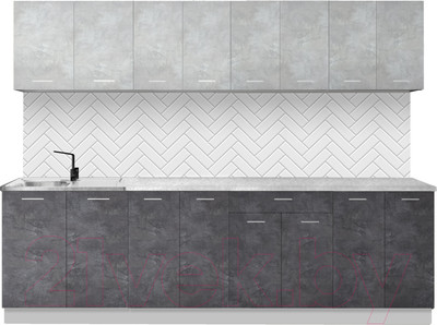 Кухонный гарнитур Артём-Мебель Лана СН-113 без стекла 2.6 (бетон спаркс лайт/бетон спаркс)