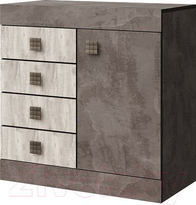 Тумба Мебель-КМК Лондон 1Д4Я 0467.13 (оникс/бетон пайн светлый)