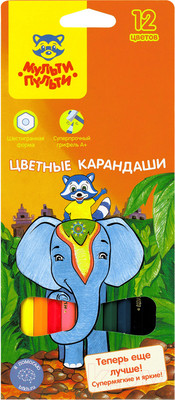 Набор цветных карандашей Мульти-пульти Енот в Индии / CP_10746 (12цв)