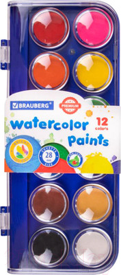 Акварельные краски Brauberg Premium / 191743 (12цв)