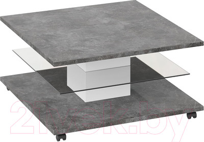 Журнальный столик ТриЯ Diamond тип 1 (белый/ателье темный глянец)