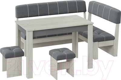 Обеденная группа ТриЯ Альфа (дуб крафт белый/антрацит/велюр серый)