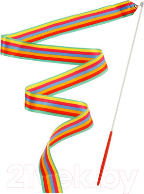 Лента для художественной гимнастики с палочкой Grace Dance 3867789 (6м, радуга)