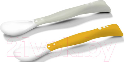 Набор столовых ложек для кормления BabyOno Эластичные / 1066/05 (серый/желтый)