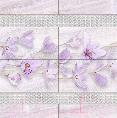 Панель ПВХ КронаПласт Unique Крокус с глиттером серебро (2700x250x8мм)