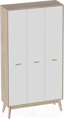 Шкаф Мебельград Калгари 3дв (дуб натуральный светлый/белый матовый)