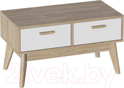 Тумба Мебельград Калгари 2ящ (дуб натуральный светлый/белый матовый)