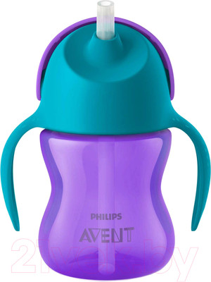 Поильник Philips AVENT С трубочкой / SCF796/02 (200мл, фиолетовый/бирюзовый)