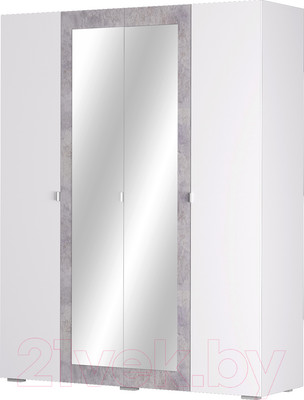 Шкаф Аквилон Акцент №24 4ств (белое сияние/цемент светлый)