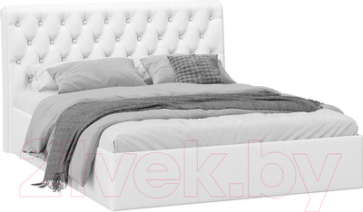 Двуспальная кровать ТриЯ Скарлет универсальная тип 1 160x200 (кожзам белый)