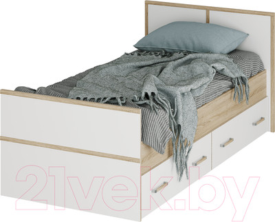 Односпальная кровать BTS Сакура Light 900 (дуб сонома/белый)