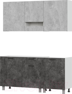 Кухонный гарнитур SV-мебель Розалия 1.7 без столешницы (цемент светлый/цемент темный)