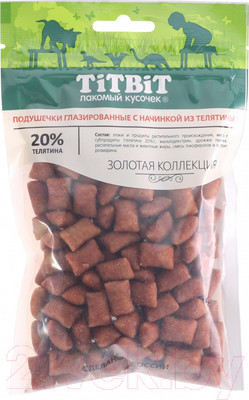 Лакомство для собак TiTBiT Золотая коллекция. Подушечки глазированные из телятины / 18750 (100г)