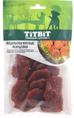 Лакомство для собак TiTBiT Медальоны мясные из индейки Меню от Шефа / 22283 (80г)