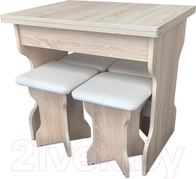 Обеденная группа Анмикс ЛДСП (дуб санома/кожзам ваниль)
