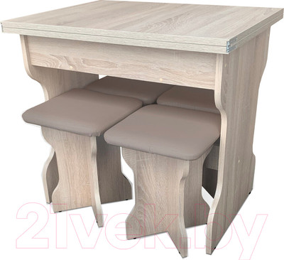 Обеденная группа Анмикс ЛДСП (дуб санома/кожзам капучино)