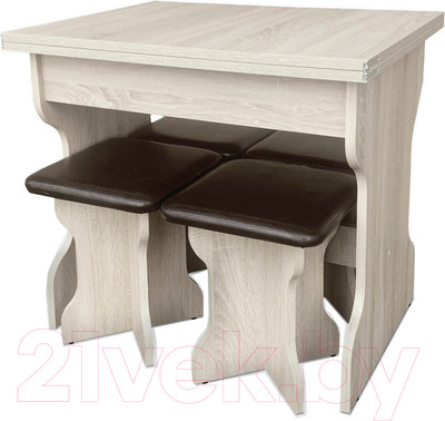 Обеденная группа Анмикс ЛДСП (дуб санома/кожзам коричневый)